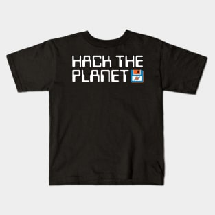 Hack The Planet - Blue and Orange Retro Kids T-Shirt